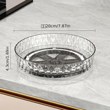 2PCS Acrylic Lazy Susan Organizer with Diamond Design | 360° Rotating Makeup & Vanity Tray | Modern Kitchen & Bathroom Storage（Transparent white）