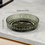 2PCS Acrylic Lazy Susan Organizer with Diamond Design | 360° Rotating Makeup & Vanity Tray | Modern Kitchen & Bathroom Storage（Transparent green）