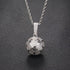 Football Hollow Pendant Necklace, Synthetic Zirconia Setting, Hip Hop Sporty Style, Trendy and Versatile.(silver)