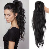 Water wave curly hair clip-in ponytail wig, made of high-heat-resistant synthetic material. Perfect for daily wear to add volume, ideal for holiday celebrations and Halloween parties.（light brown）