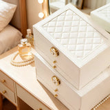 White Multi - layer Jewelry Storage Box: Velvet Lining, Three - layer Zoning, Double - drawer Storage for Accessories