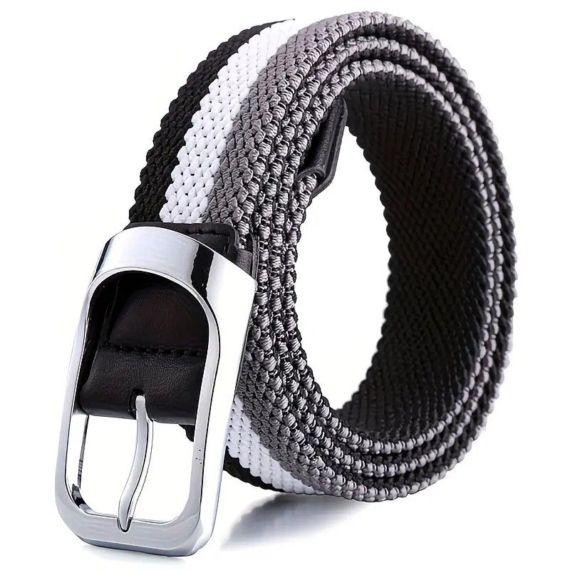 Three-Color Braided Golf Elastic Belt, Unisex, Stretchy Comfort and Versatile Matching, Top Choice for High-Quality Casual Trouser Belts(Black+white+gray)