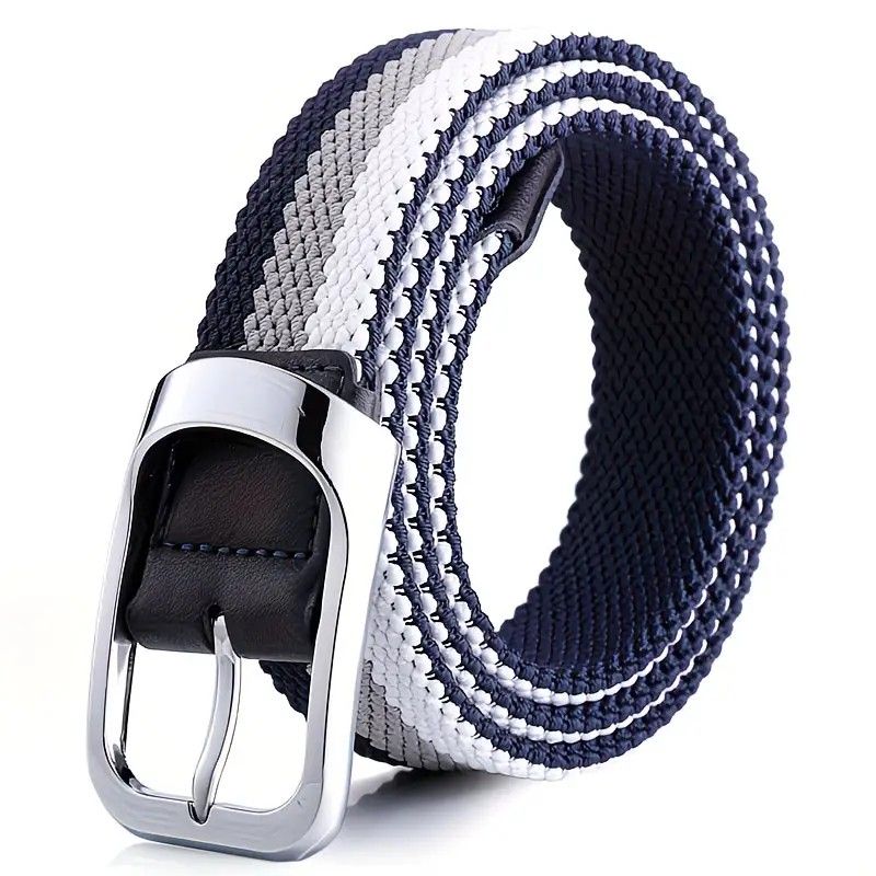 Three-Color Braided Golf Elastic Belt, Unisex, Stretchy Comfort and Versatile Matching, Top Choice for High-Quality Casual Trouser Belts(Blue+gray+white)