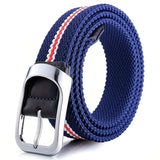 Three-Color Braided Golf Elastic Belt, Unisex, Stretchy Comfort and Versatile Matching, Top Choice for High-Quality Casual Trouser Belts/Blue, white and red