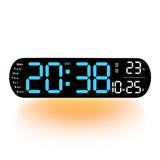 13.7" Large LED Digital Wall Clock - Auto Dimming, Temperature Display, Ideal for Bedroom & Office(5502BLUE)