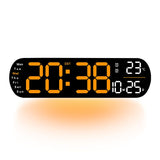 13.7" Large LED Digital Wall Clock - Auto Dimming, Temperature Display, Ideal for Bedroom & Office（5502 orange）