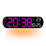 13.7" Large LED Digital Wall Clock - Auto Dimming, Temperature Display, Ideal for Bedroom & Office(5502 Deep pink)