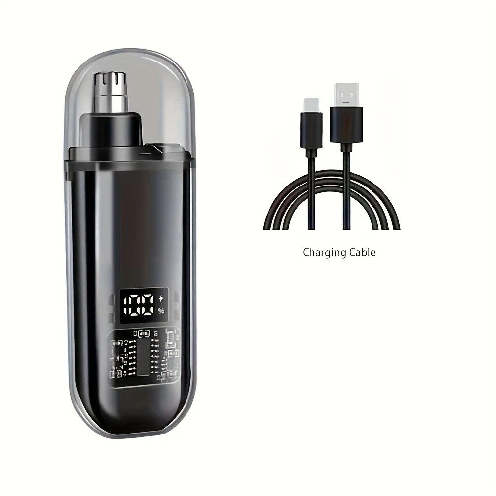Electric nose hair trimmer, fashionable mini portable, wireless USB charging, suitable for both men and women, super easy-to-use nose hair trimmer.black