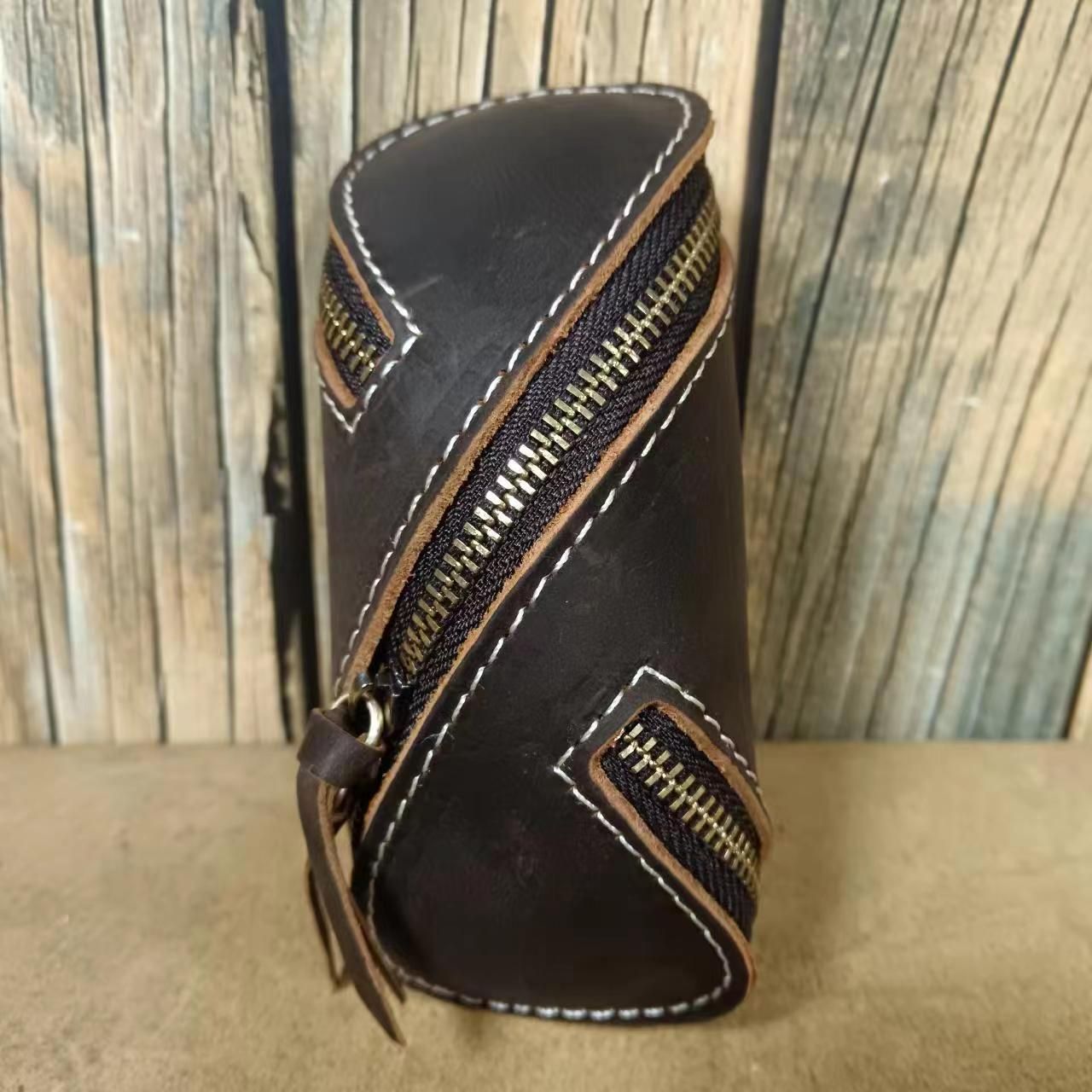 Top-Grain Crazy Horse Leather Handmade Key Pouch, Natural Texture × Vintage Feel, More Stories with Age/brunet brown