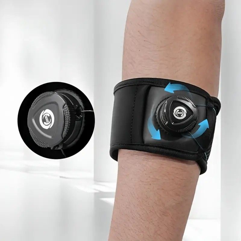 BOA Knob Elbow Brace | Adjustable Elastic Compression Support, Built-in Cushioning & Shock Absorption, Suitable for Baseball/Badminton/Tennis/Volleyball, Black Unisex