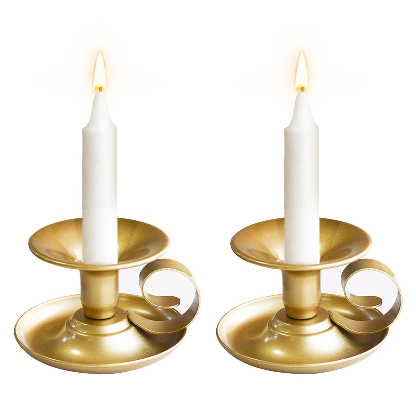 2PCS Handmade Iron Art Vintage Candle Holders, Matte Texture Lights Up Romantic Moments (Gold)