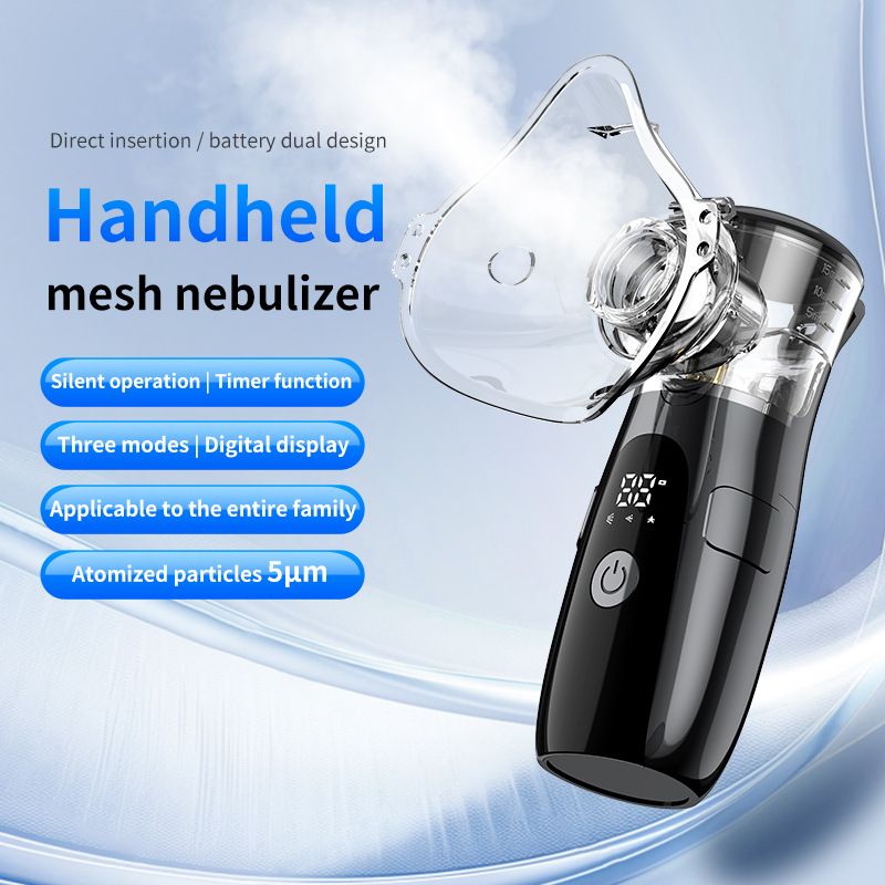 Handheld Mesh Nebulizer, Three Modes Suitable for the Whole Family, 5-Micron Fine Mist Reaches the Respiratory Tract, Type-C Charging, Portable and Quiet – A Great Helper for Home Care./black