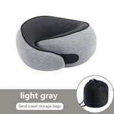 light grey Snail Airplane Neck Pillow – Travel pillow with soft supportive design, ideal for sleep, cars, trains, the office, and home use. Includes a washable pillowcase and portable cervical support pad with storage bag.