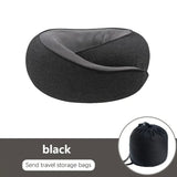 black Snail Airplane Neck Pillow – Travel pillow with soft supportive design, ideal for sleep, cars, trains, the office, and home use. Includes a washable pillowcase and portable cervical support pad with storage bag.