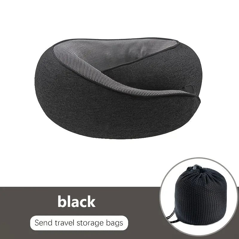 black Snail Airplane Neck Pillow – Travel pillow with soft supportive design, ideal for sleep, cars, trains, the office, and home use. Includes a washable pillowcase and portable cervical support pad with storage bag.