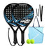 Padel Racket Carbon Fiber Lightweight Control EVA Core | Comfort Grip for Beginner & Intermediate Players（Double beat of blue and black lines）