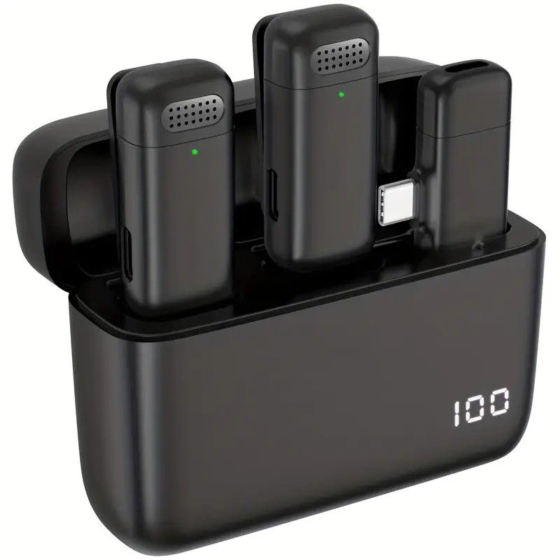 Wireless Lavalier Microphone Set: 2.4G Wireless Instant Connection, DSP Smart Noise Reduction, 84-Hour Long Battery Life, One-to-Many Full-Scenario Compatibility, Type-C Interface(BLACK)