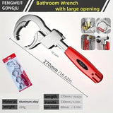 Large-Open Adjustable Basin Wrench, 3-Head Interchangeable Tight-Space Plumbing Tool, Aluminum Alloy Anti-Slip Home Maintenance Tool（Red handle）