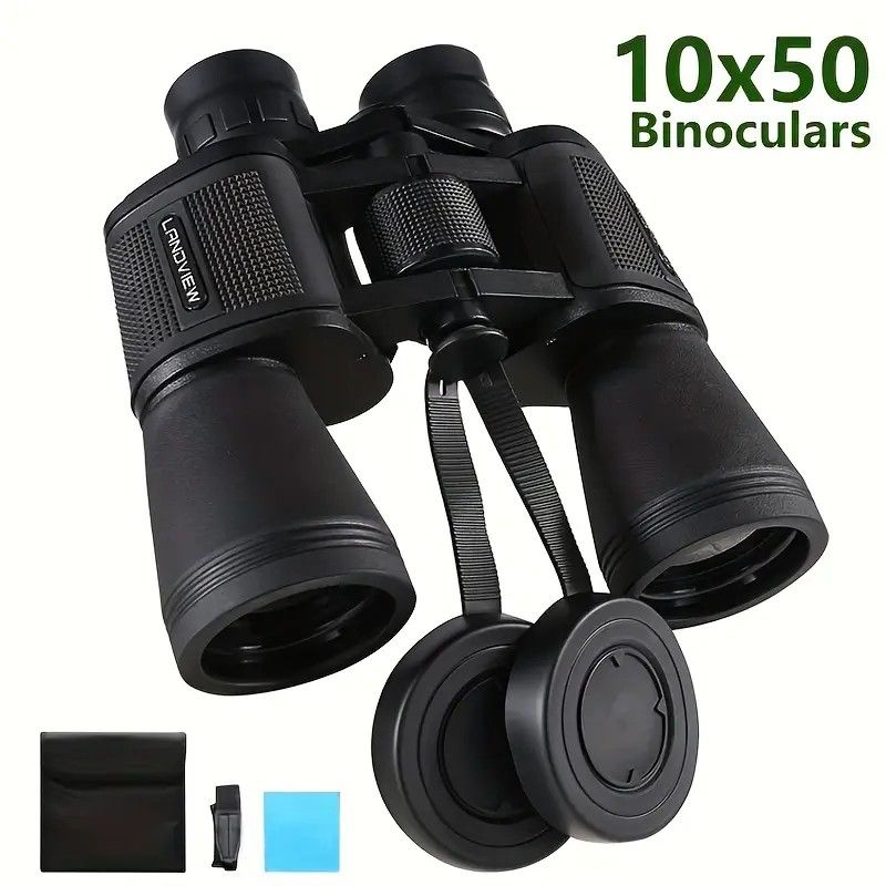 10x50 HD Binoculars - Wide Angle Large Eyepiece - Night Vision for Birdwatching Hiking Concerts - Lightweight & Portable(Black pockmark)