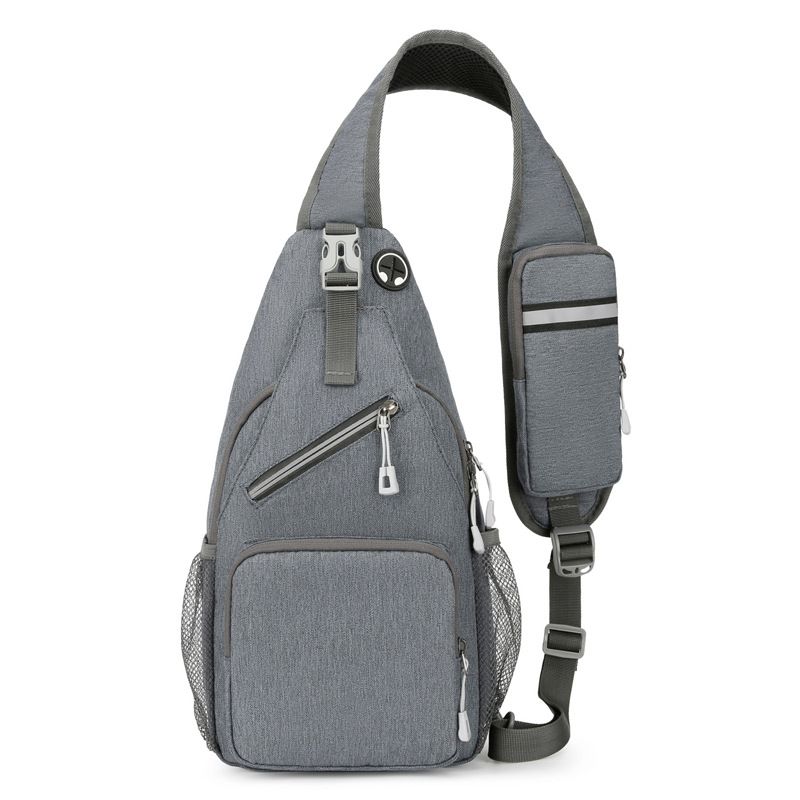 New Men's Chest Bag Lightweight Oxford Crossbody, Water-Resistant Durable Anti-Burden Shoulder Pack, Minimalist Casual Commute Cycling Sports Sling Bag（Light grey）
