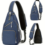 New Men's Chest Bag Lightweight Oxford Crossbody, Water-Resistant Durable Anti-Burden Shoulder Pack, Minimalist Casual Commute Cycling Sports Sling Bag（dark blue）
