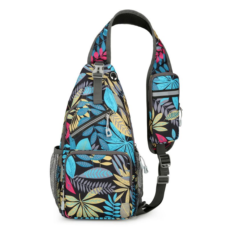 New Men's Chest Bag Lightweight Oxford Crossbody, Water-Resistant Durable Anti-Burden Shoulder Pack, Minimalist Casual Commute Cycling Sports Sling Bag（tree leaf）