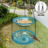 Chain-hung Double-layer Bird Feeder, transparent bowls for easy observation, thickened iron chain for stable load-bearing, adding natural vitality and bird-watching fun to your courtyard.（blue)