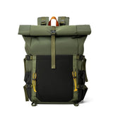 Nylon Waterproof Roll-Top Backpack, 22L-28L Expandable, Air-Cushion Strap System, Polyester Lining for Business Travel.(green)