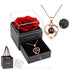 Rose gold A Hundred Languages Heart-Shaped Projection Necklace Gift Set, Inlaid with Zirconia and Paired with a Preserved Rose, a Tech-Infused Romantic Gift