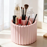 360-degree rotating makeup brush organizer, polished plastic material, no assembly required, no odor - makeup display case.PINK