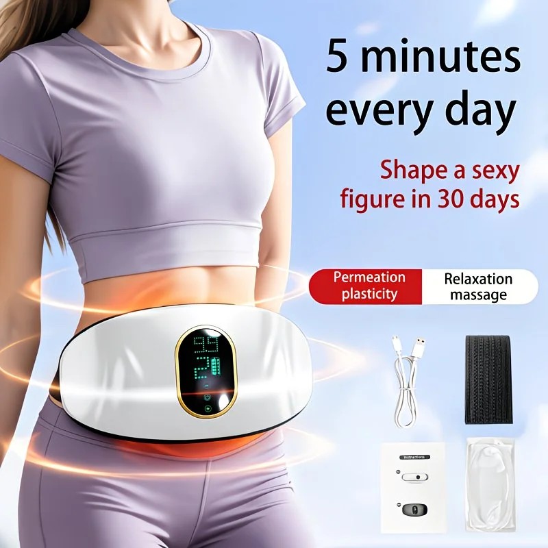 WHITE  Portable Multi-function Abdominal and Leg Massager. USB-powered rechargeable lithium battery, 36V voltage. 5 minutes daily for core strengthening, waist slimming, postpartum recovery. An ideal gift for women.