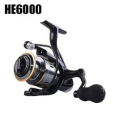 Spinning Reel Fishing Reel, Metal Spool, Metal Handle, 5.2:1 Gear Ratio, 10KG Drag, Smooth and Sensitive Line Output, Left/Right Hand Interchangeable, Rotating Fishing Reel, Suitable for Freshwater and Saltwater(HE6000)