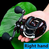 High Speed 18+1BB Baitcasting Reel, Dual Brake System, Max Drag 20lb - Ergonomic Handle, Stainless Steel Durable Spool - Ideal for Carp and Bass Fishing, Suitable for Saltwater and Freshwater, Angler's Choice | Smooth Black Finish(DW121R right hand)