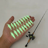 Glow-in-the-Dark Shrimp Lure 20-Piece Box Set | Night Fishing Essential, Soft Plastic Lure with Hooks, Suitable for Freshwater and Saltwater, Ideal for Bass/Trout/Crappie/Walleye/Redfish