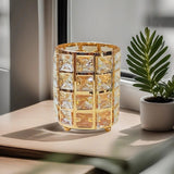 1 piece crystal pen holder, round creative desktop makeup brush storage box, polished cast iron metal art decorative display piece, lightweight and desktop style.golden