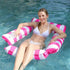 Pool Inflatable Float: Foldable Striped Floating Bed, Stable Single-Person Lounge Chair, Portable Water Recreation Companion.rose-carmine