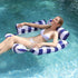 Pool Inflatable Float: Foldable Striped Floating Bed, Stable Single-Person Lounge Chair, Portable Water Recreation Companion。dark blue