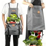 Oxford Cloth Waterproof Gardening Apron, Large Capacity Kangaroo Pocket, Cross Back Straps Comfortable, Great Helper for Picking and Weeding(grey)