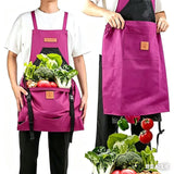 Oxford Cloth Waterproof Gardening Apron, Large Capacity Kangaroo Pocket, Cross Back Straps Comfortable, Great Helper for Picking and Weeding(purple)