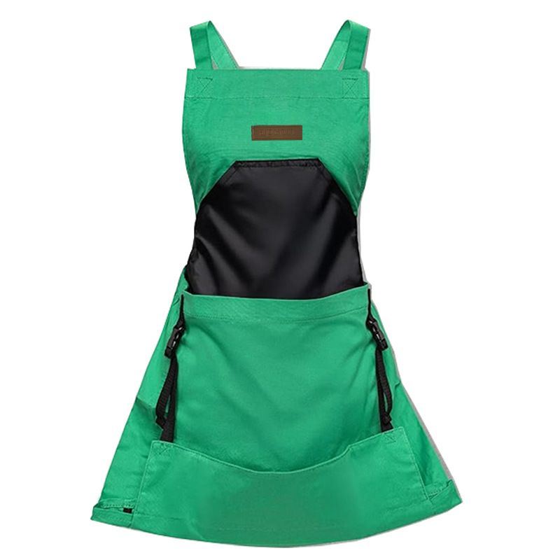 Oxford Cloth Multifunctional Gardening Apron, Thickened Durable Lightweight Large Pocket, Back Cross Straps Unisex(GREEN)