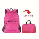 Foldable Nylon Backpack – Lightweight, Durable, and Strong Load Capacity, Four-Step Folding Transforms into a Handbag in Seconds, Multi-pocket Organization with Breathable Carrying(rose-carmine)