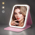 LED Makeup Mirror with Lights, 3 Color Modes Touch Control, Rechargeable Travel Vanity Mirror(pink)