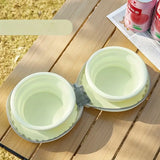 Bear Paw Foldable Pet Bowl: Heat-Resistant Silicone / Dual Bowls for Food & Water Separation / Explosion-Proof Zipper Storage Bag, Lightweight & Portable, Essential for Pet Eating & Drinking on Camping & Walks!(light yellow)