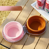 Bear Paw Foldable Pet Bowl: Heat-Resistant Silicone / Dual Bowls for Food & Water Separation / Explosion-Proof Zipper Storage Bag, Lightweight & Portable, Essential for Pet Eating & Drinking on Camping & Walks!(pink+brown)