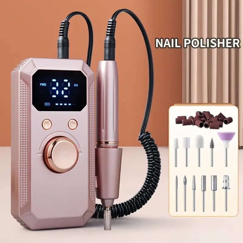 Professional Nail Drill: Quiet and Efficient, LED Digital Display, 31 Accessories for All-in-One Use, Easy for Beginners to Master.rose gold