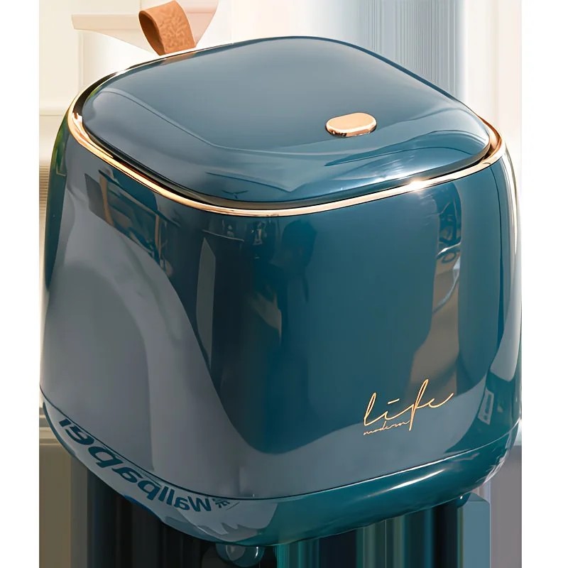 Dark green Press-Type Trash Bag Bin, Luxury Waste Bin, Car/Home/Office/Desktop/Dining Table Storage Cylinder Trash Can, Creative Flip-Top Square Storage Box, Side Table with Lid Storage Bucket