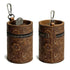 Genuine Leather Carved Barrel Piggy Bank, Natural Top Grain Cowhide Vintage Relief, Zipper Closure Portable