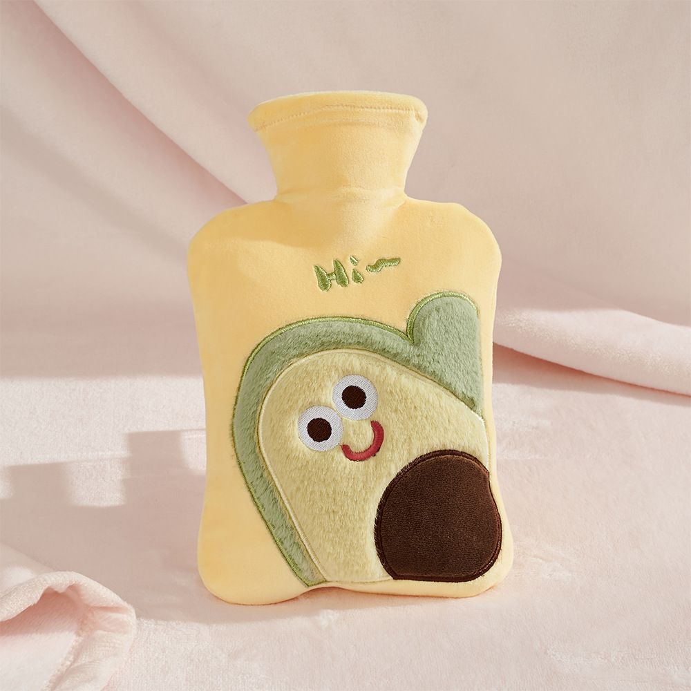 1 PC 1000ML Fillable Hot Water Bottle, removable fleece cover, no shedding. High-quality odorless PVC inner bladder, inner color random.（Avocado）