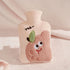 1 PC 1000ML Fillable Hot Water Bottle, removable fleece cover, no shedding. High-quality odorless PVC inner bladder, inner color random.（Powder strawberry）
