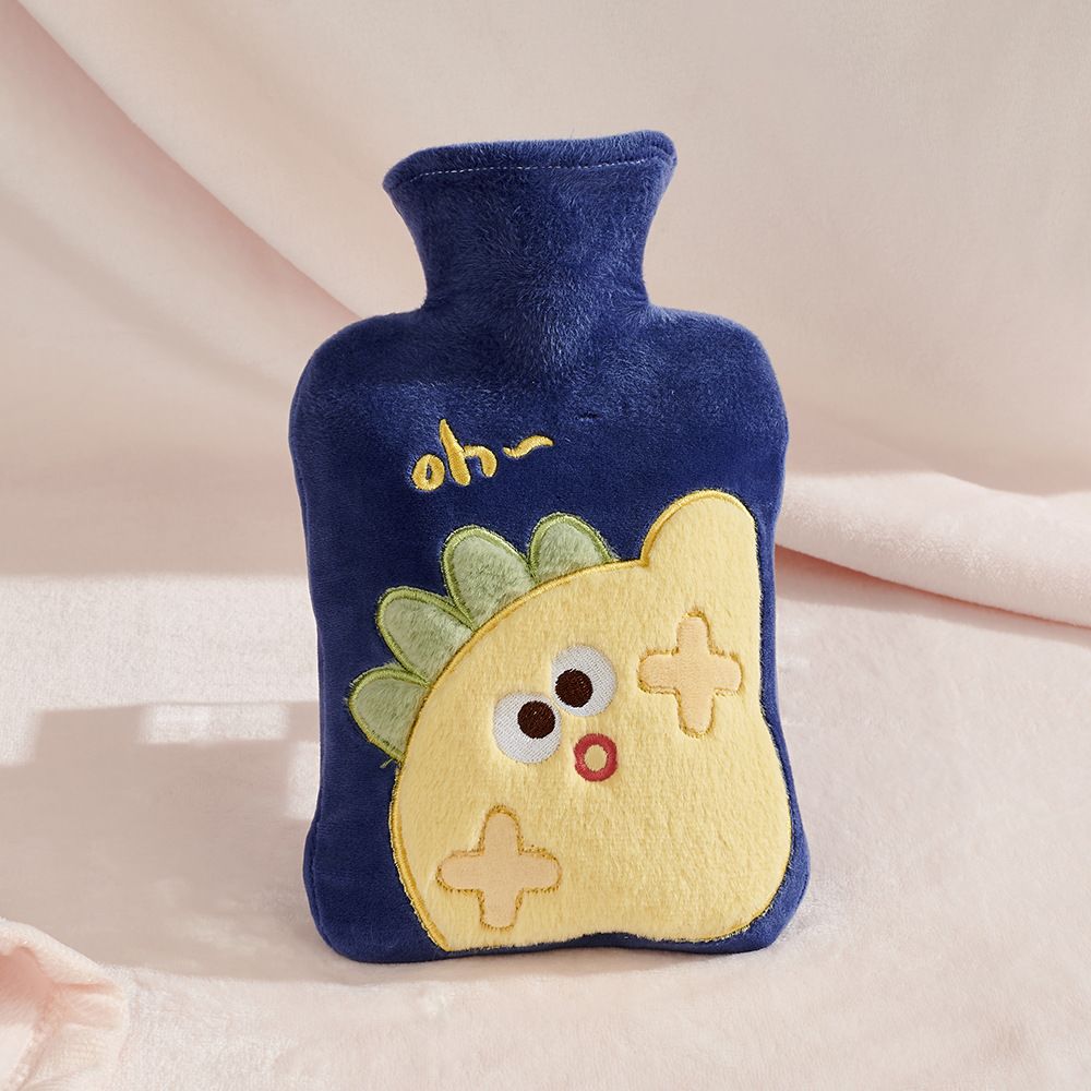 1 PC 1000ML Fillable Hot Water Bottle, removable fleece cover, no shedding. High-quality odorless PVC inner bladder, inner color random.(Deep blue pineapple）
